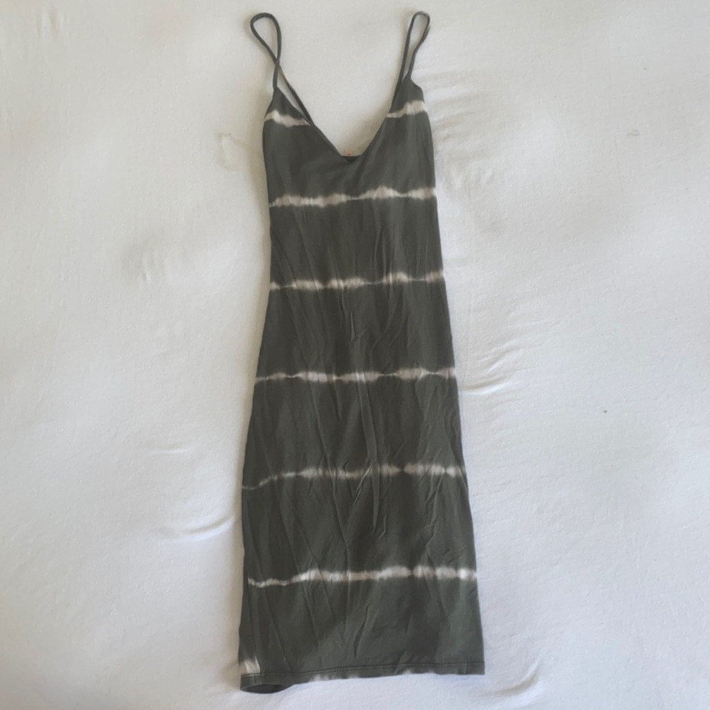 Green and white dress